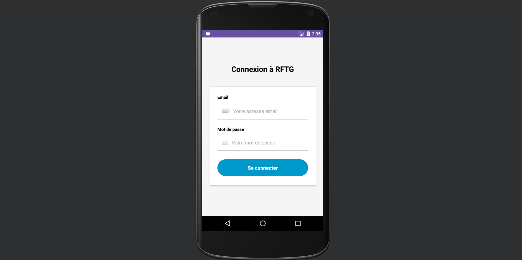 Interface de l'application mobile Luigi